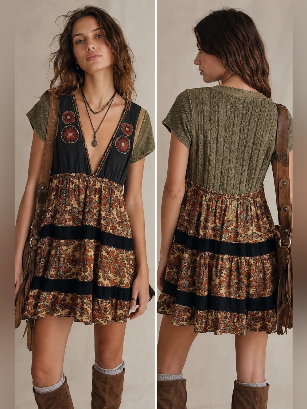 Free People Boho Patchwork Embroidered Prairie Folk Fairy Whimsigoth Festival 12